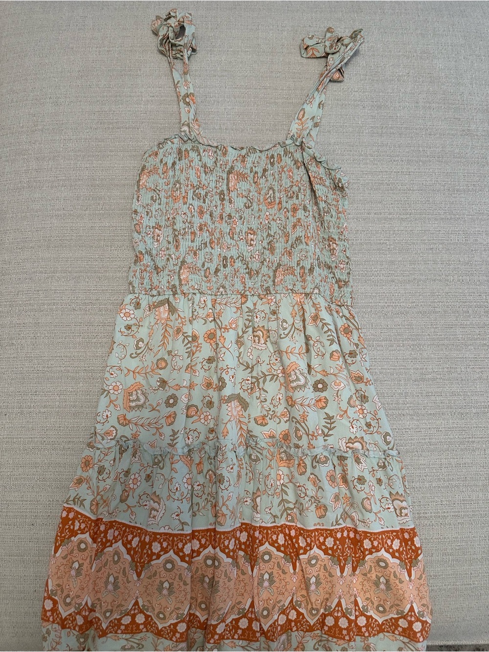 Zesica Floral Smocked Sundress in Mint and Peach